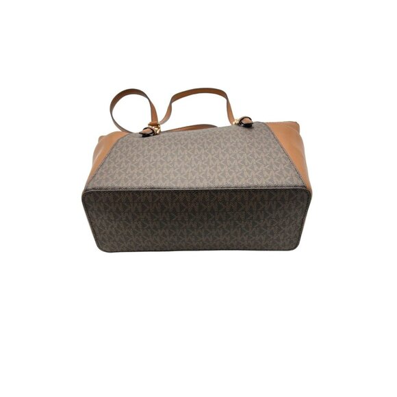 MICHAEL KORS Charlotte Large MK Signature Leather Top-Zip Tote Brown - Picture 11 of 13